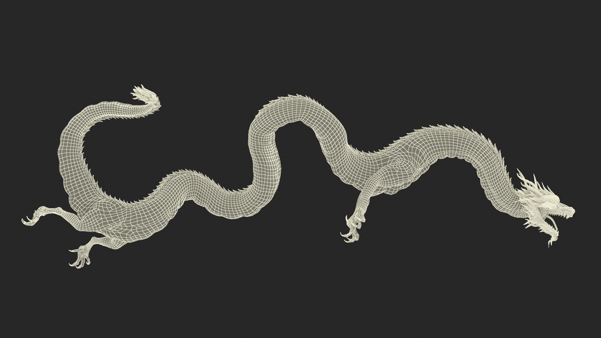 3D Asian Mythical Serpent Dragon Blue Rigged