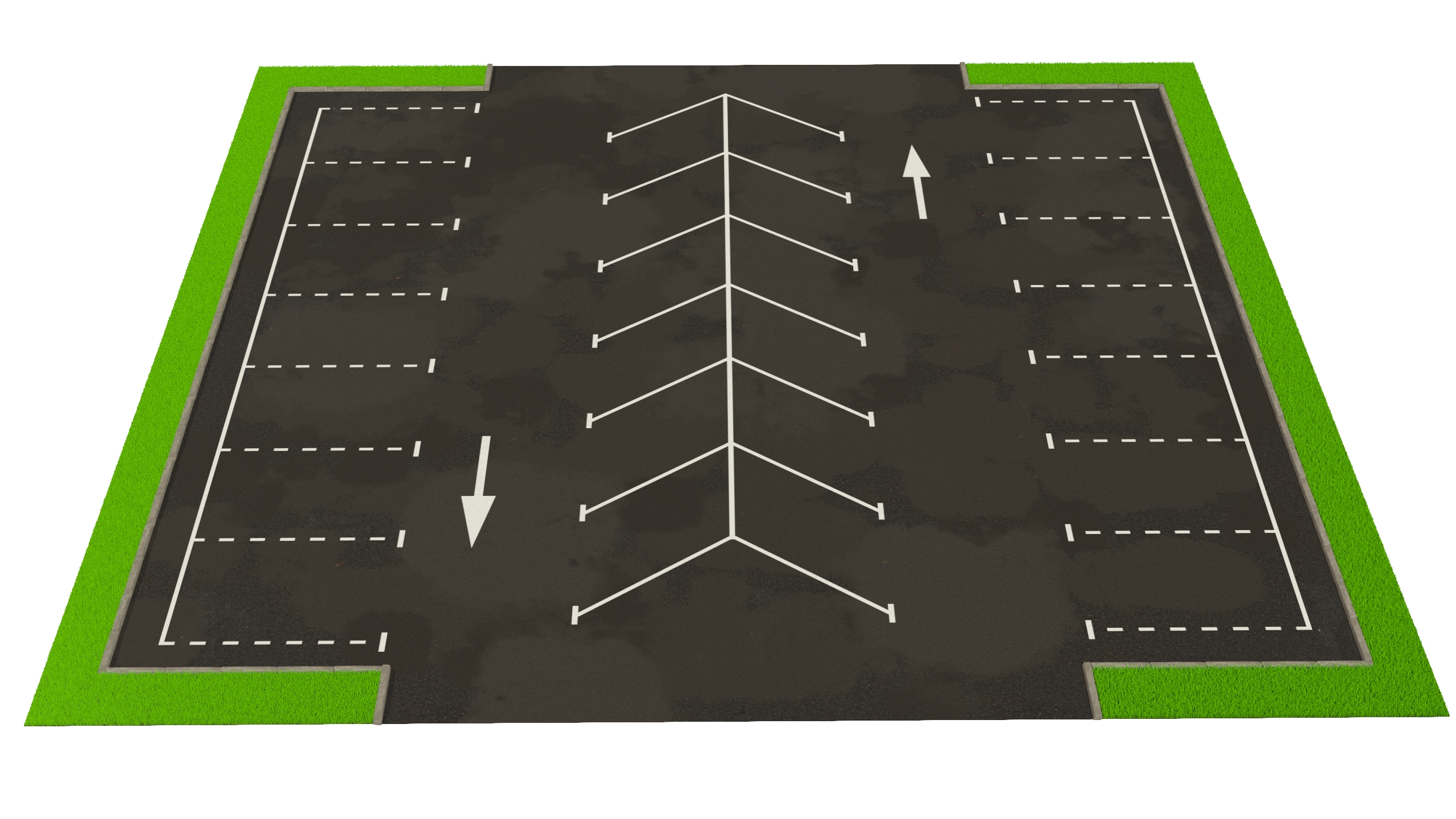 3D model Empty Street Car Parking 26 Lots New Fur