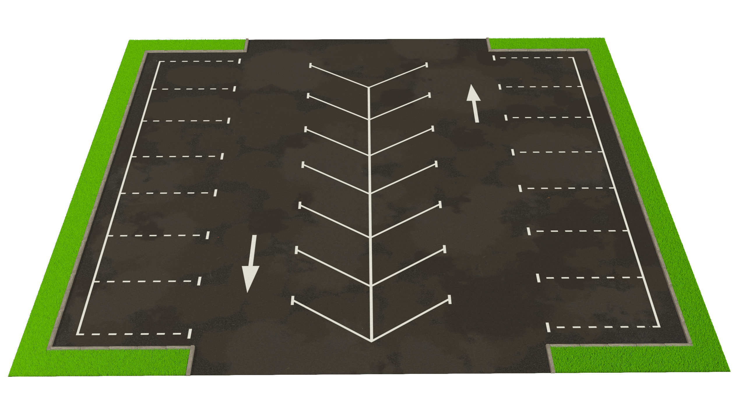 3D model Empty Street Car Parking 26 Lots New Fur