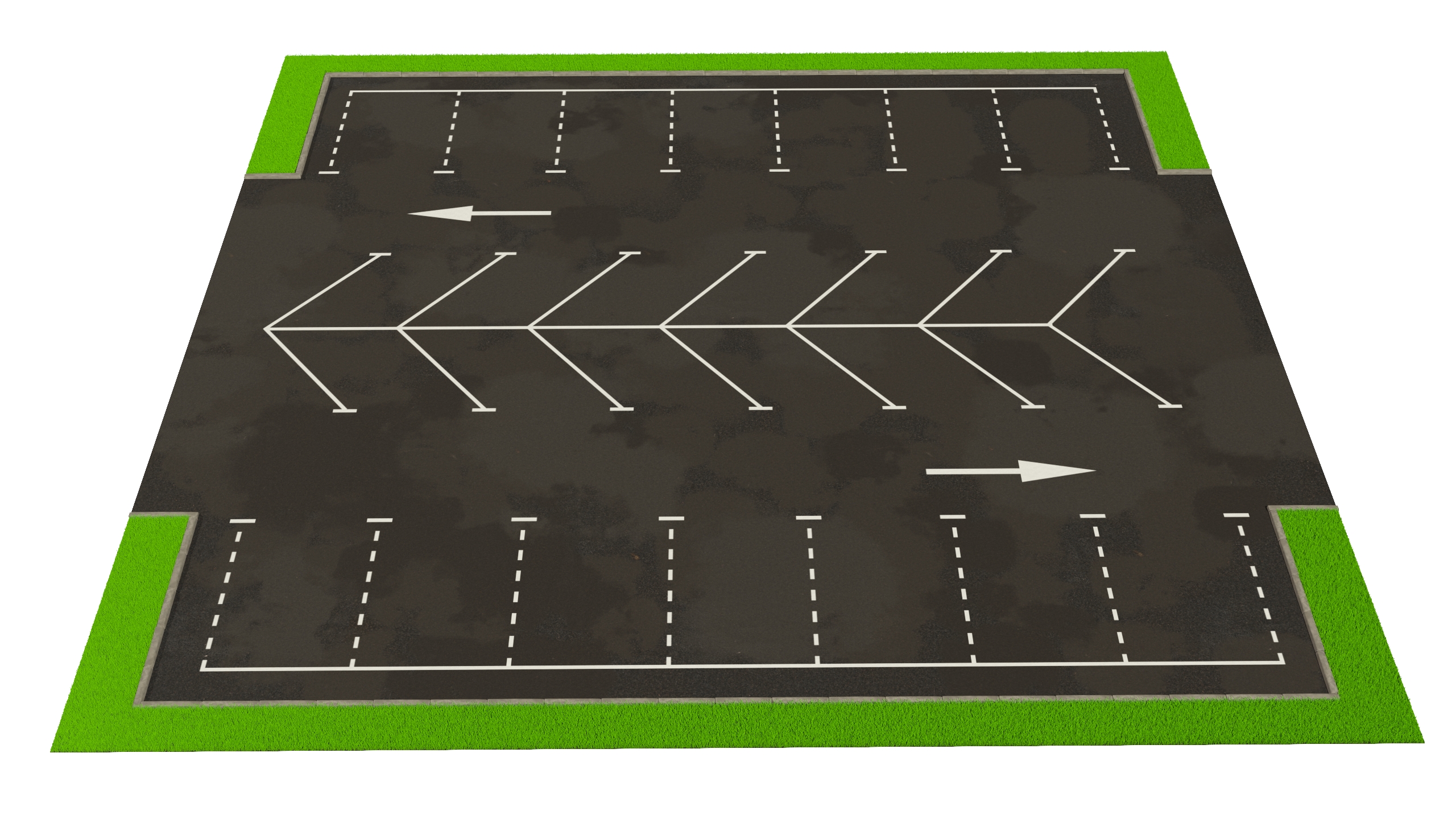 3D model Empty Street Car Parking 26 Lots New Fur