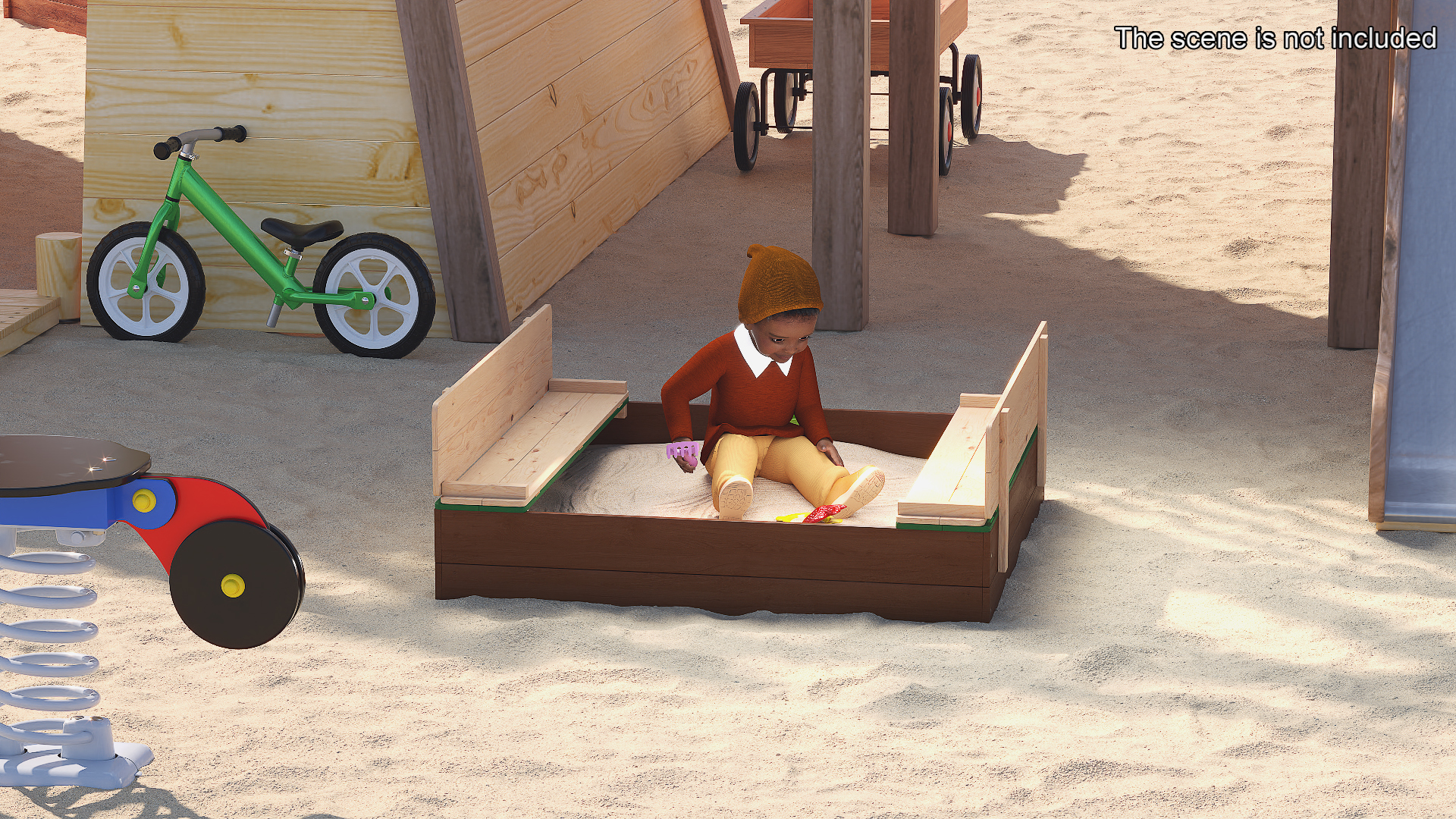 3D Black Skinned Toddler Boy in Sandpit
