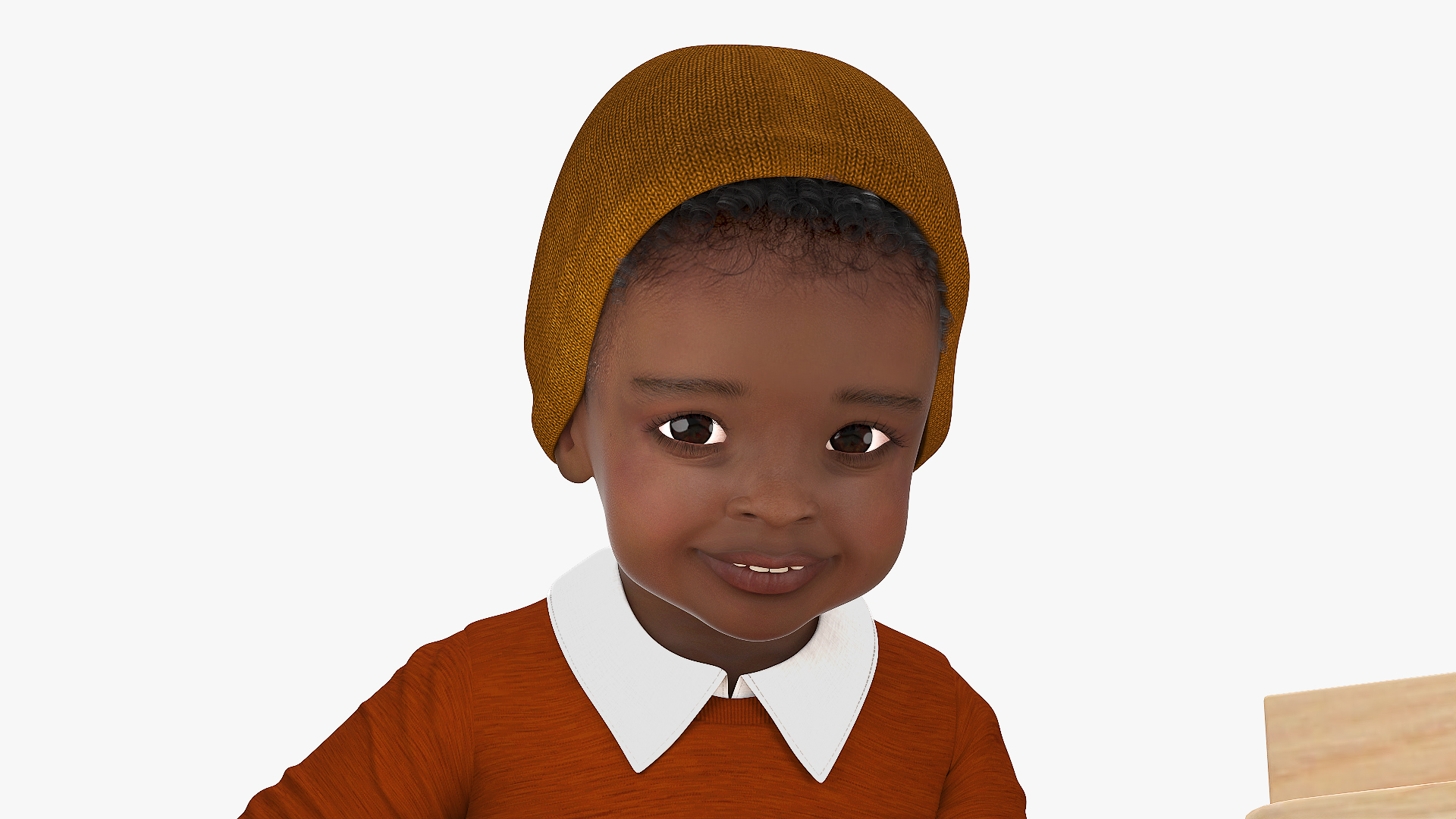 3D Black Skinned Toddler Boy in Sandpit
