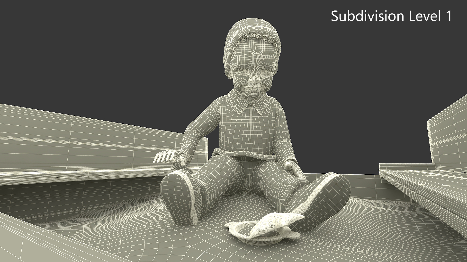 3D Black Skinned Toddler Boy in Sandpit