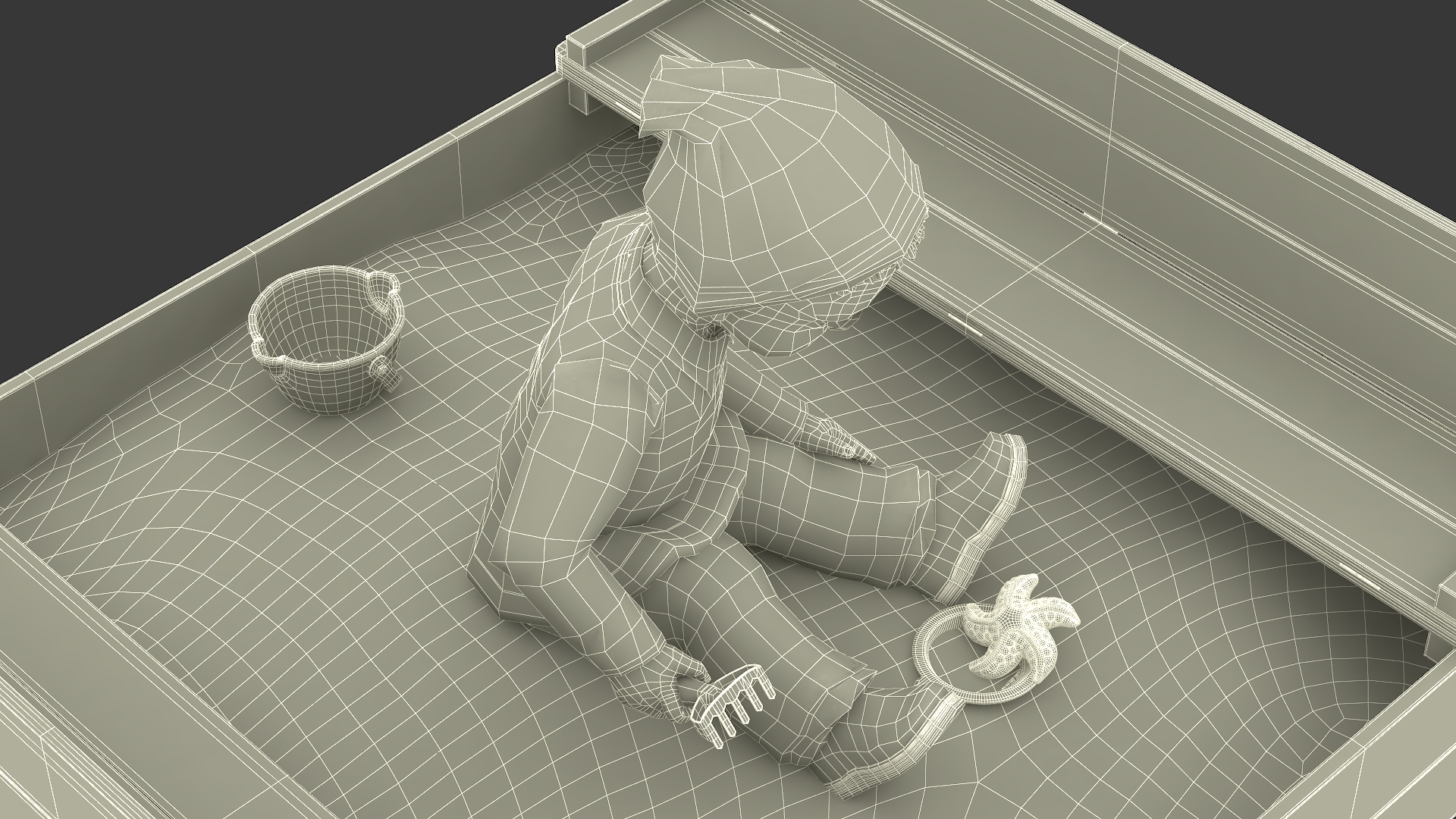 3D Black Skinned Toddler Boy in Sandpit