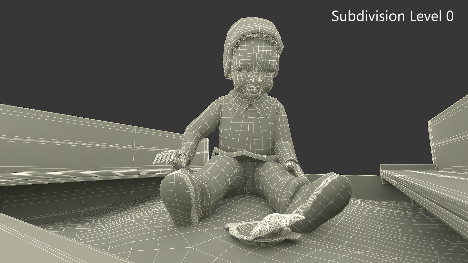 3D Black Skinned Toddler Boy in Sandpit