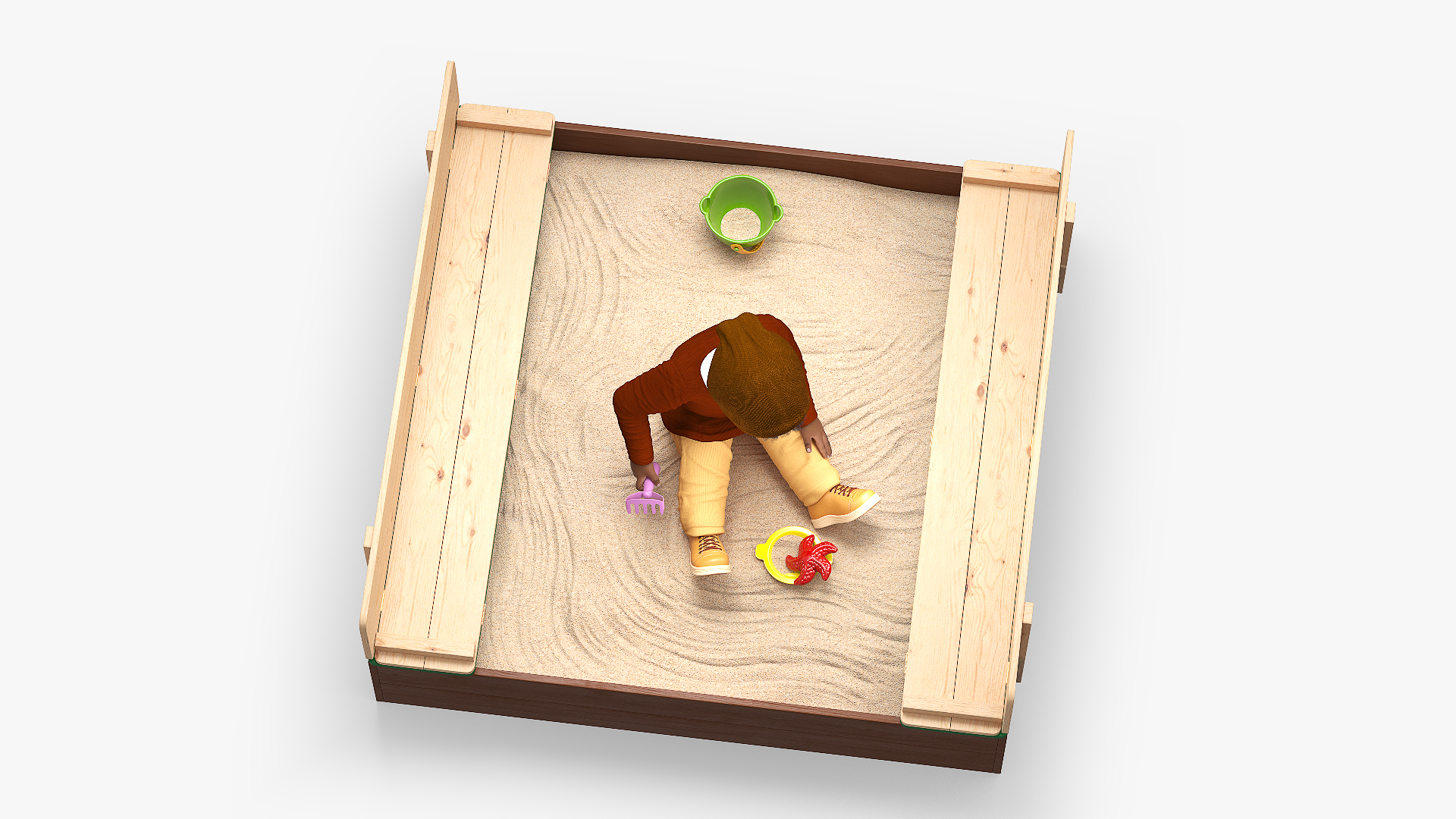 3D Black Skinned Toddler Boy in Sandpit