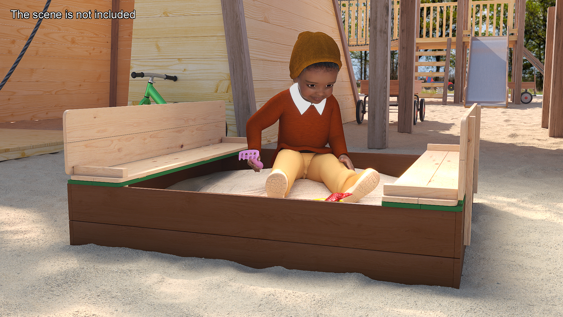 3D Black Skinned Toddler Boy in Sandpit