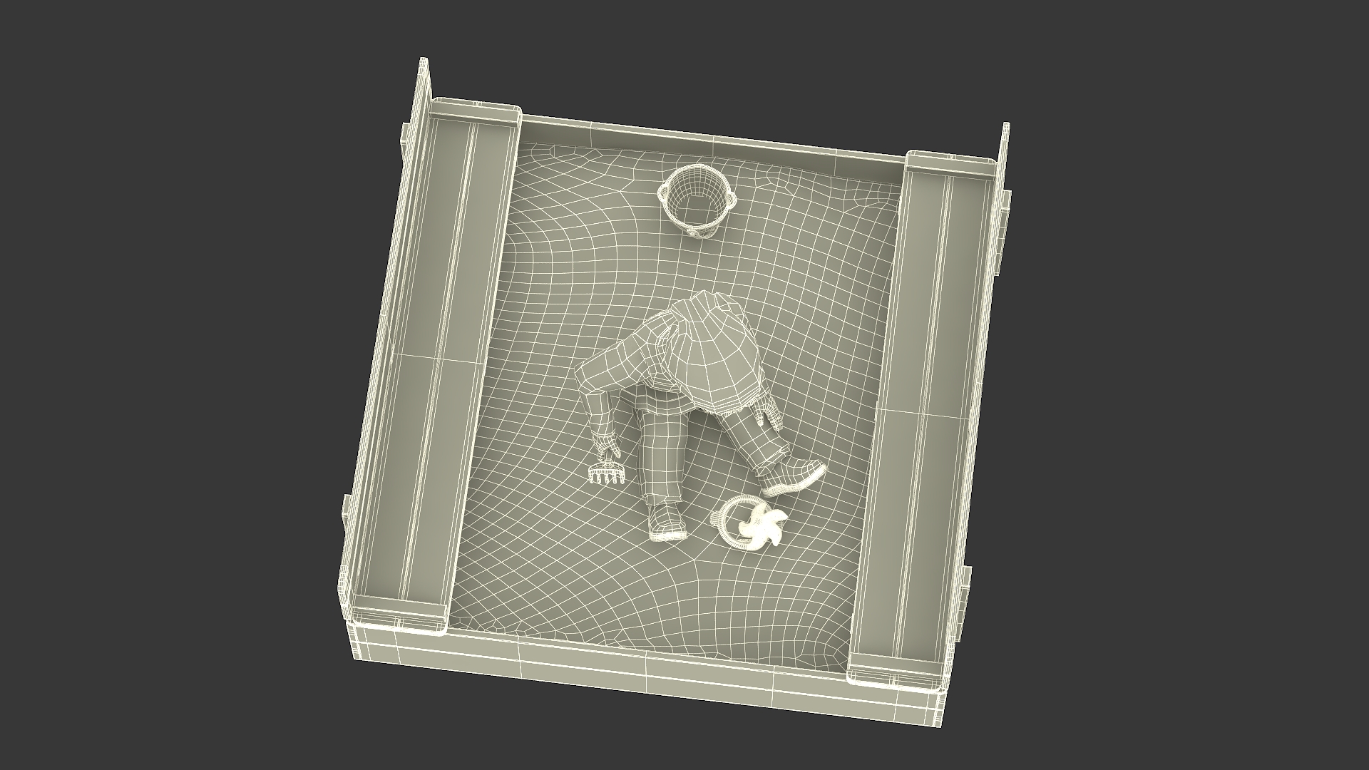 3D Black Skinned Toddler Boy in Sandpit
