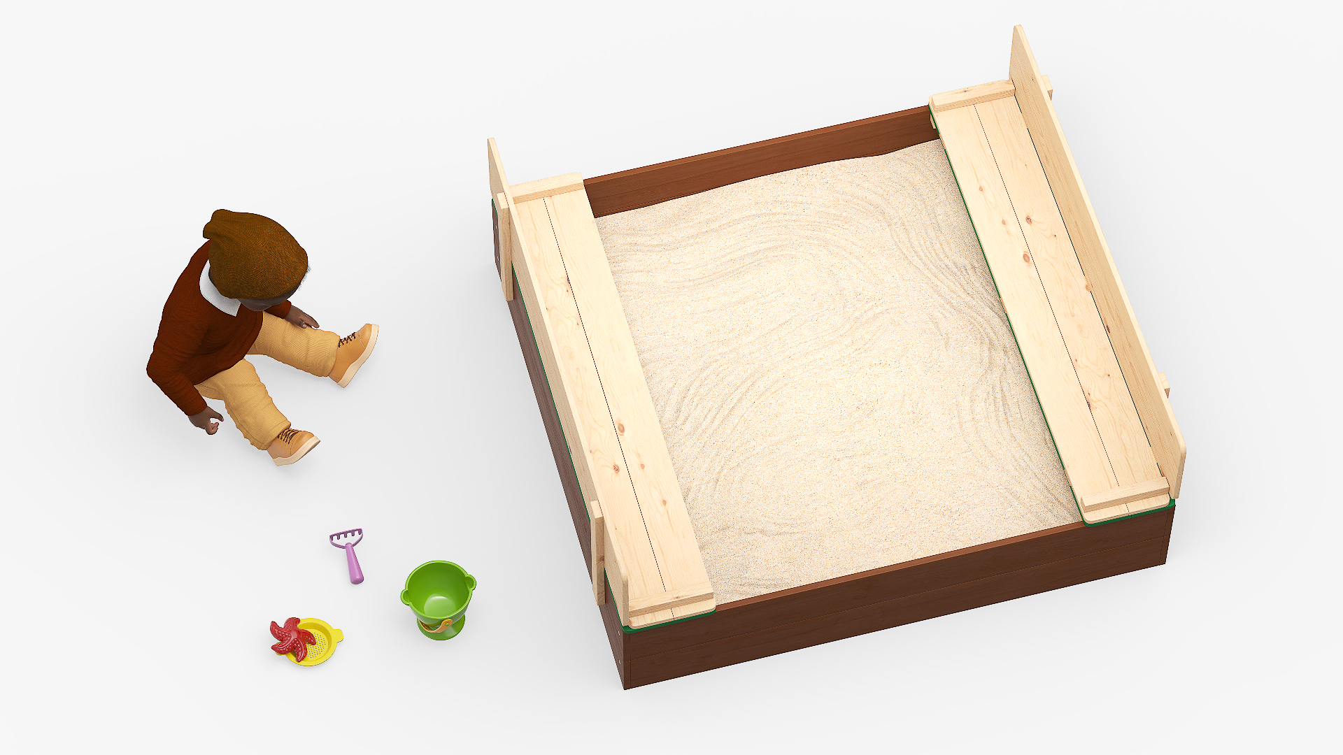 3D Black Skinned Toddler Boy in Sandpit