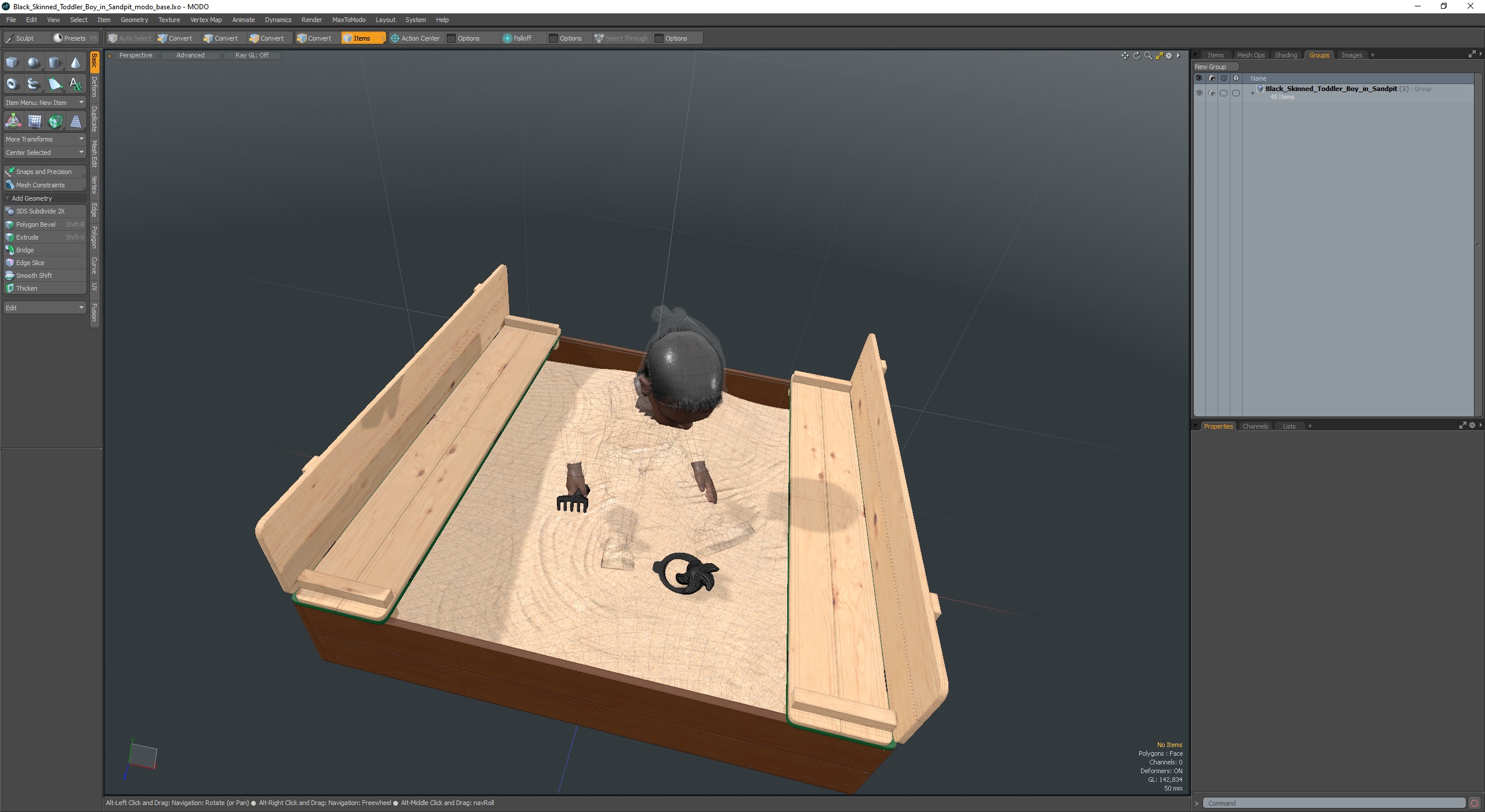 3D Black Skinned Toddler Boy in Sandpit
