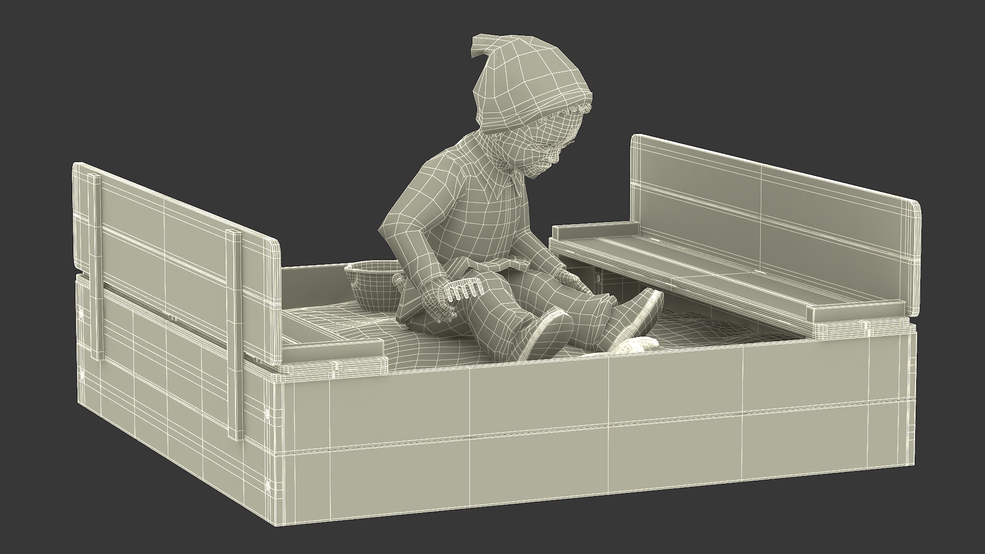 3D Black Skinned Toddler Boy in Sandpit