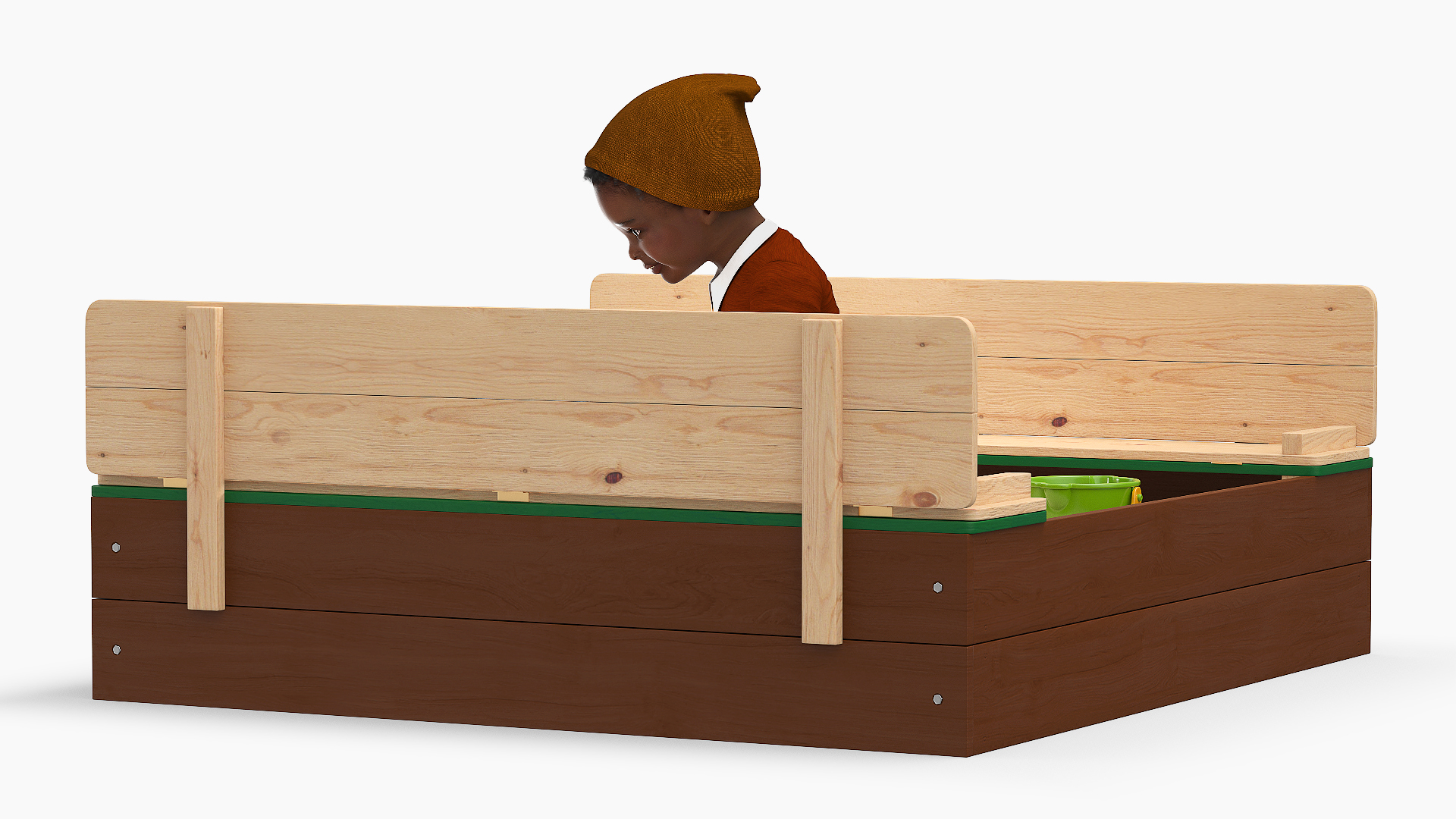 3D Black Skinned Toddler Boy in Sandpit