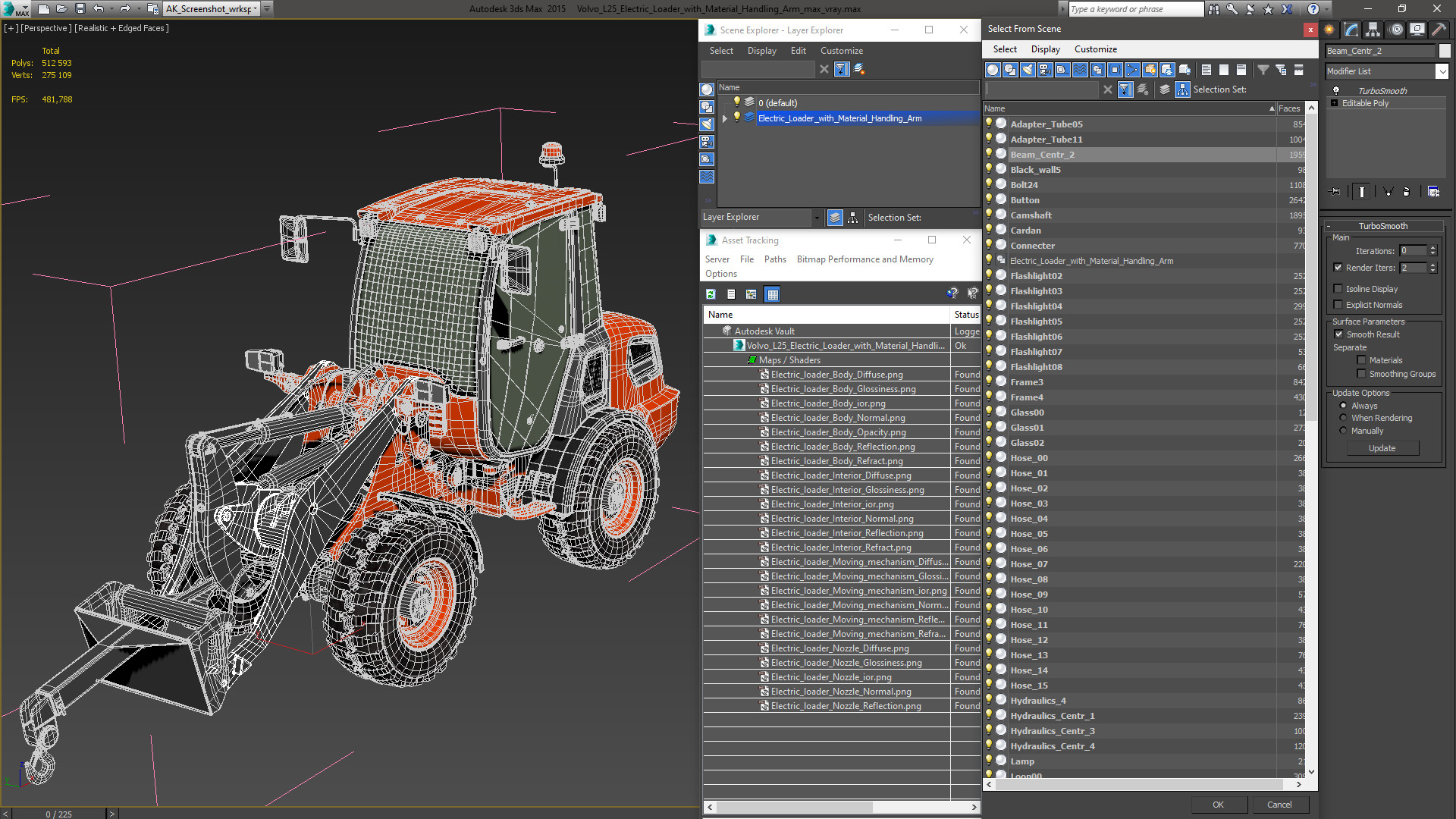 Electric Loader with Material Handling Arm 3D