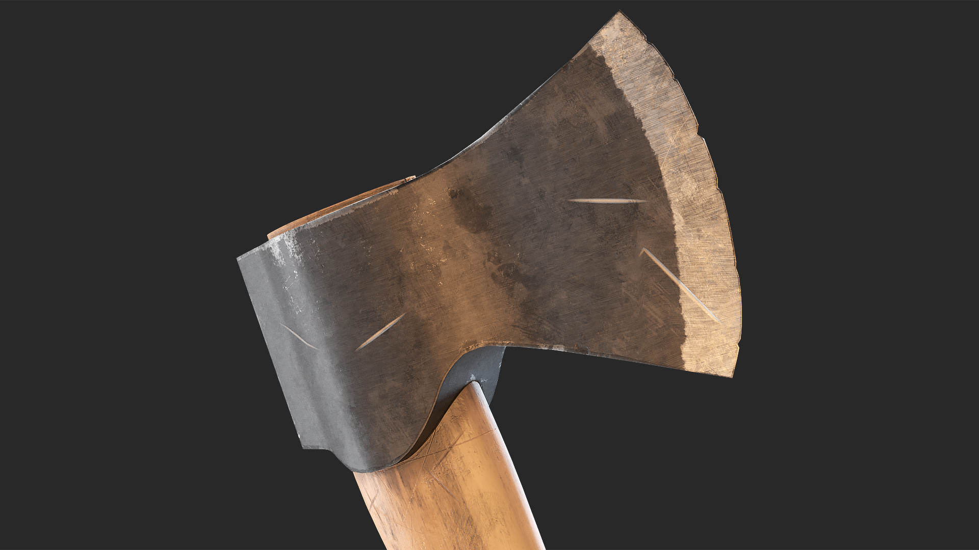 3D model Wooden Hatchet Axe Game Weapon