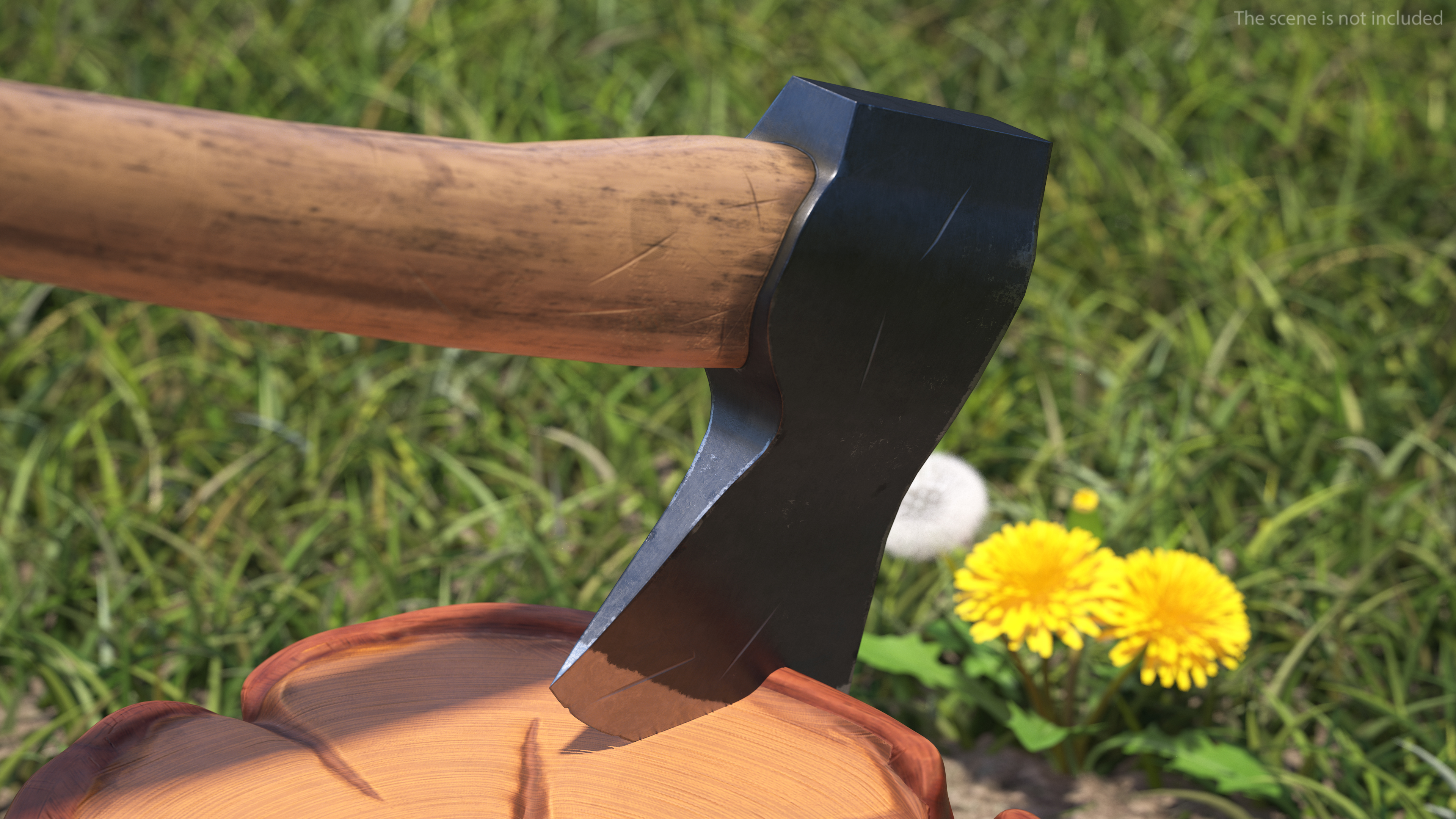 3D model Wooden Hatchet Axe Game Weapon