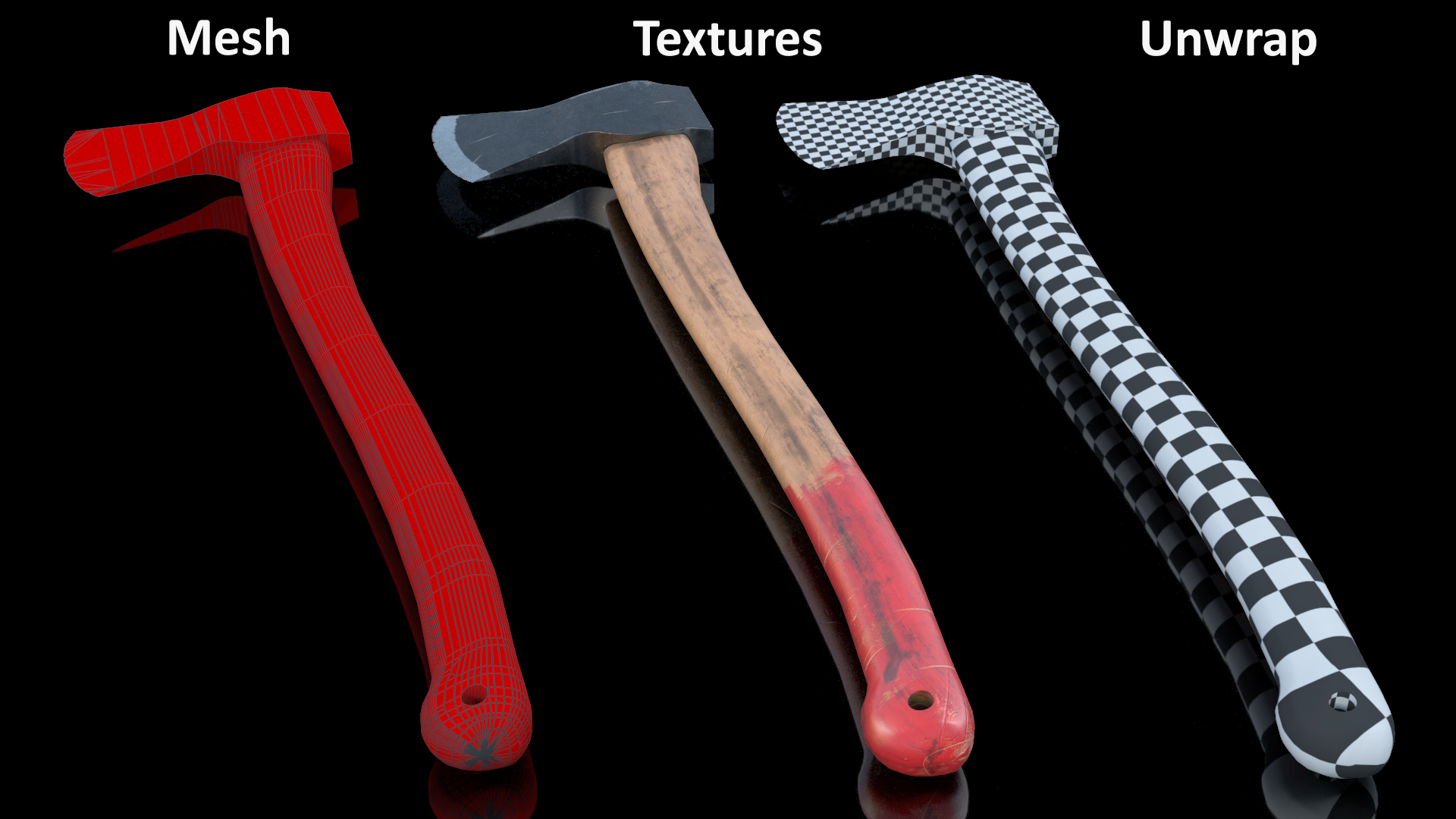3D model Wooden Hatchet Axe Game Weapon
