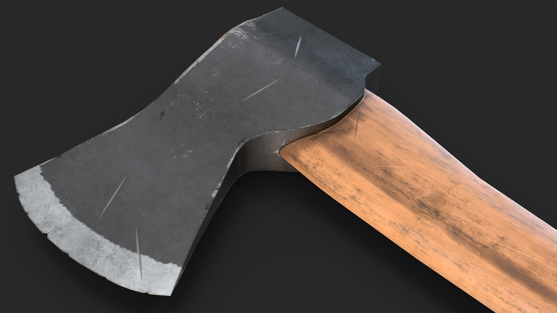 3D model Wooden Hatchet Axe Game Weapon