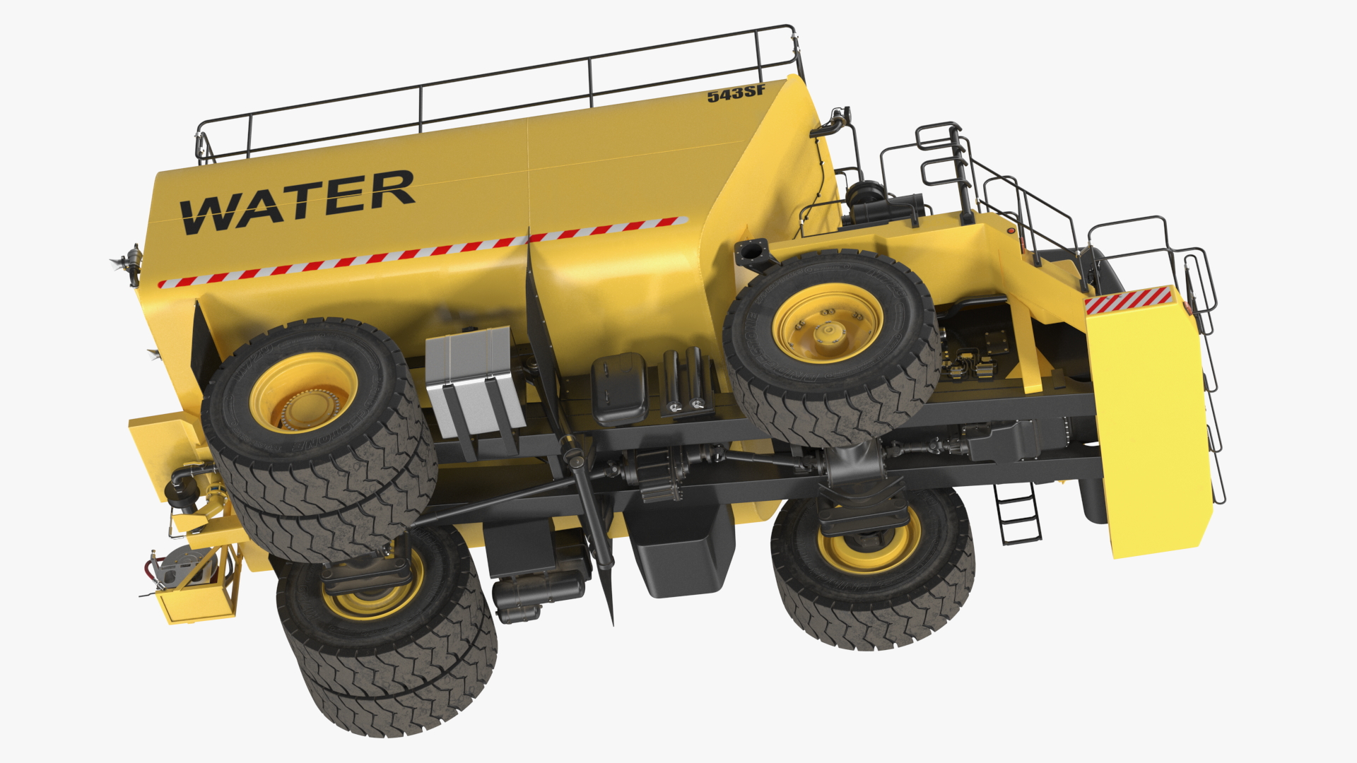 3D Yellow Construction Water Truck Rigged model