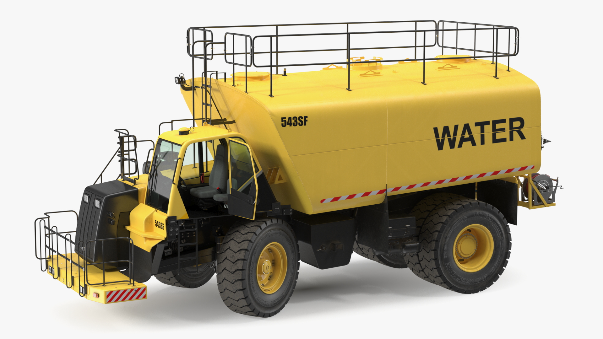3D Yellow Construction Water Truck Rigged model