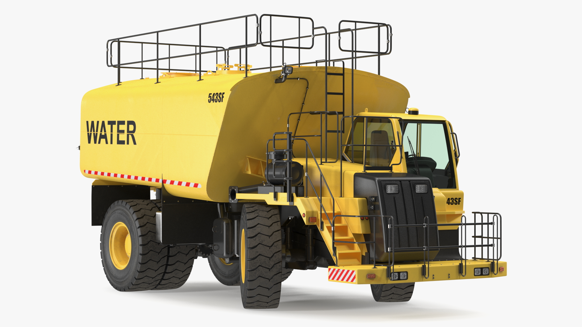 3D Yellow Construction Water Truck Rigged model
