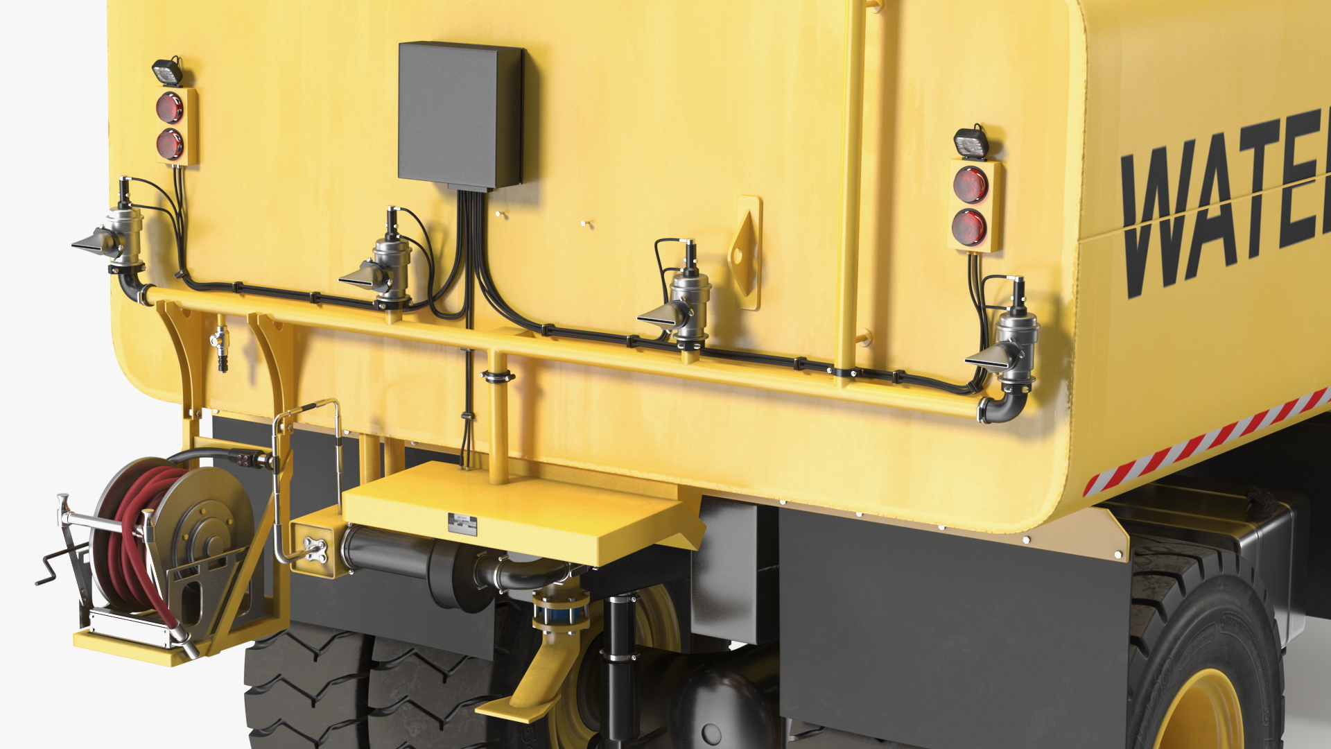 3D Yellow Construction Water Truck Rigged model