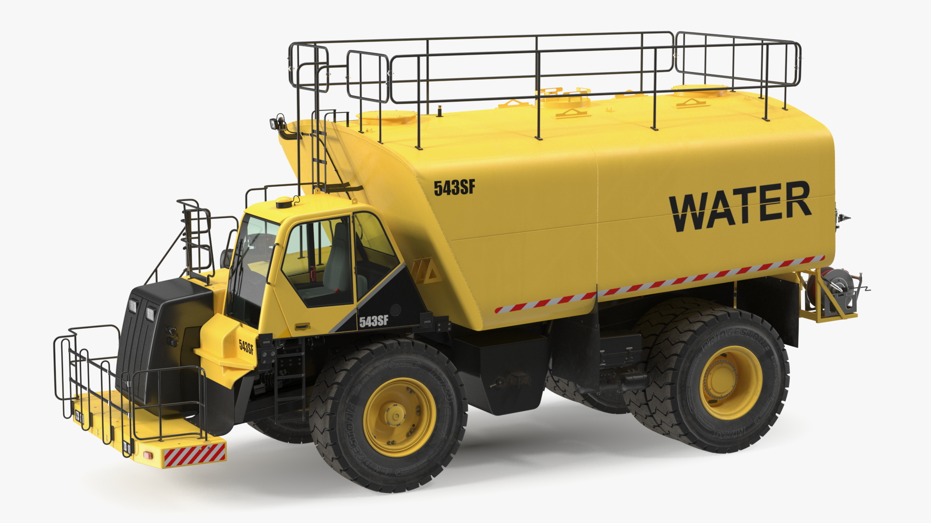 3D Yellow Construction Water Truck Rigged model