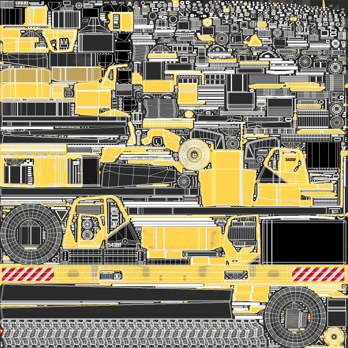 3D Yellow Construction Water Truck Rigged model