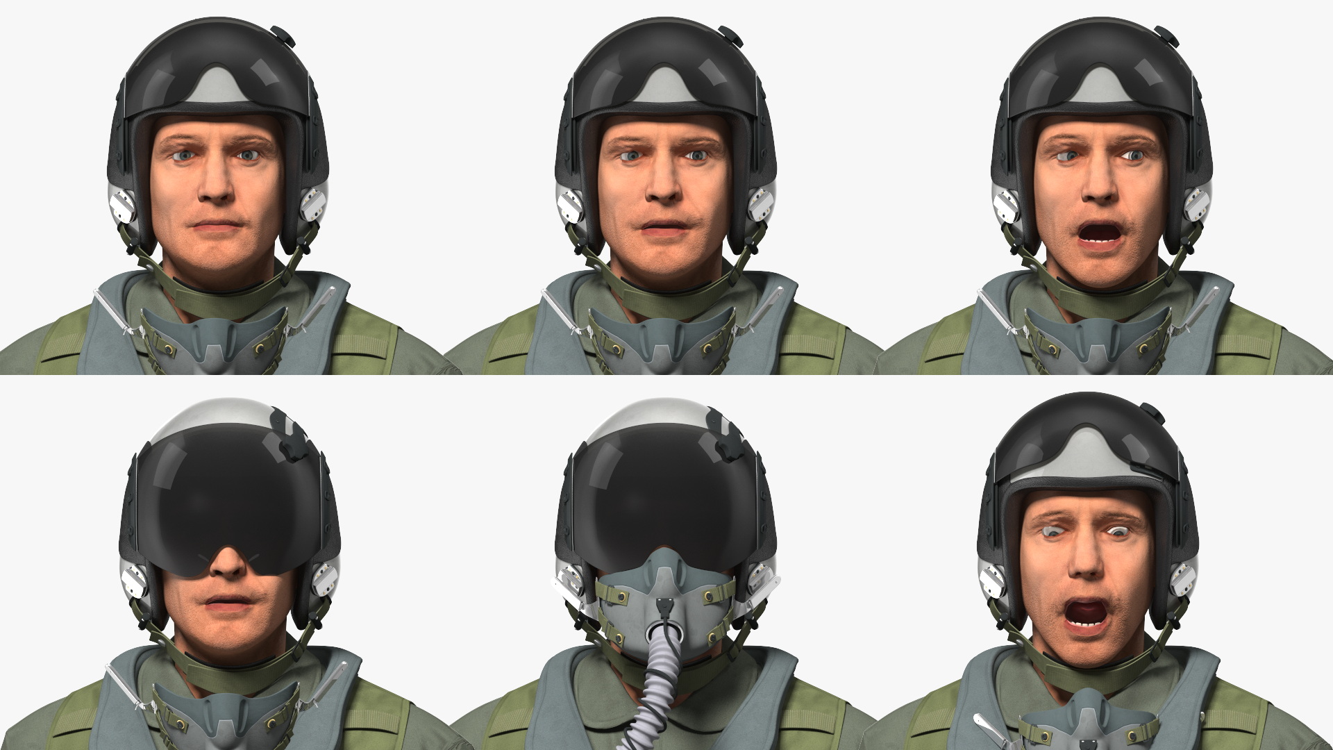3D Fighter F-16 with Pilot and Missile Launcher LAU-129 Rigged for Cinema 4D model