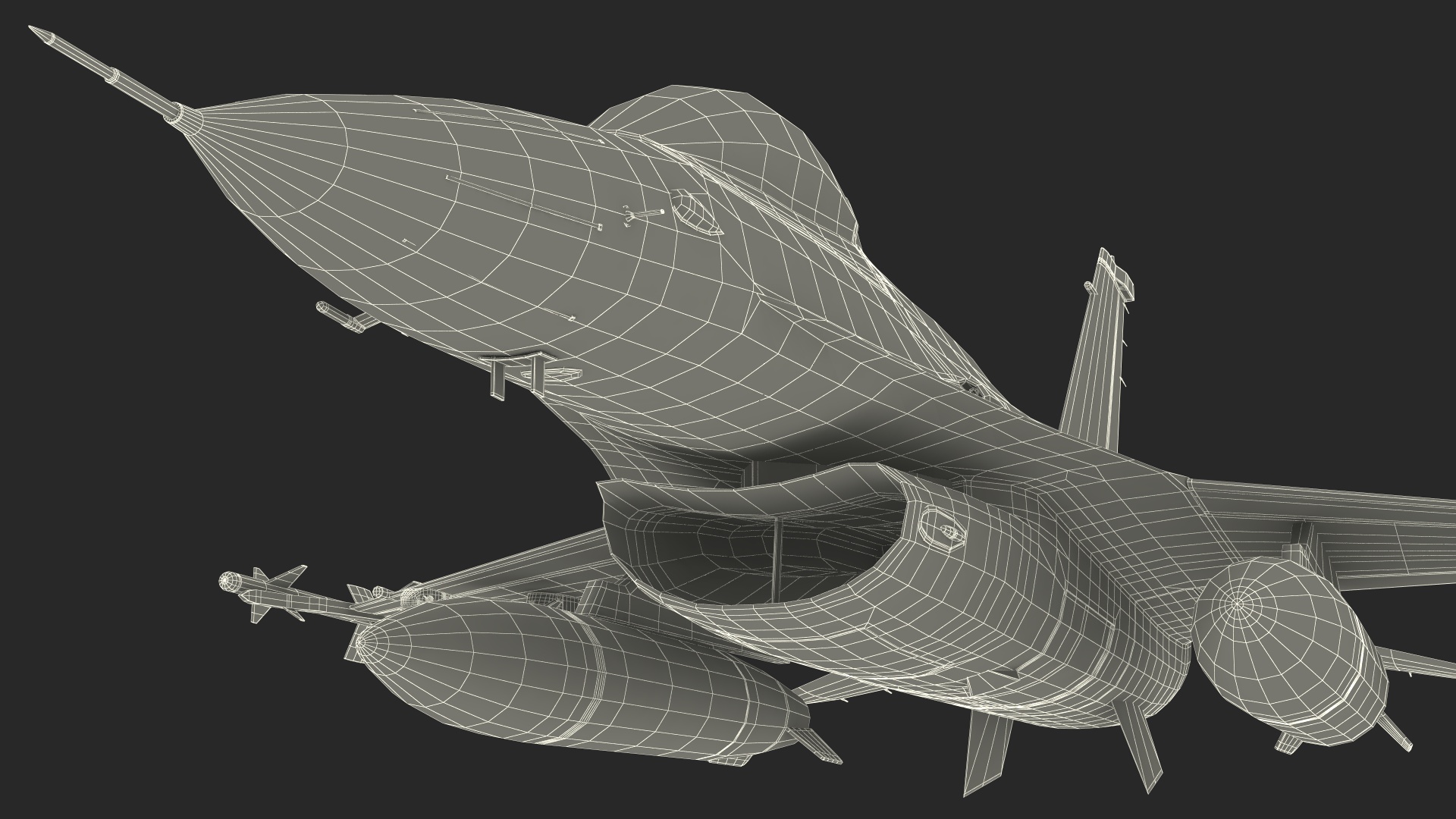 3D Fighter F-16 with Pilot and Missile Launcher LAU-129 Rigged for Cinema 4D model