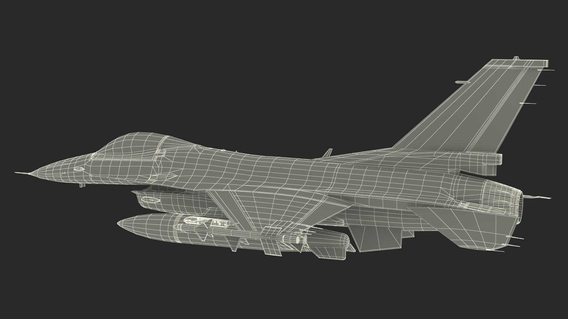 3D Fighter F-16 with Pilot and Missile Launcher LAU-129 Rigged for Cinema 4D model