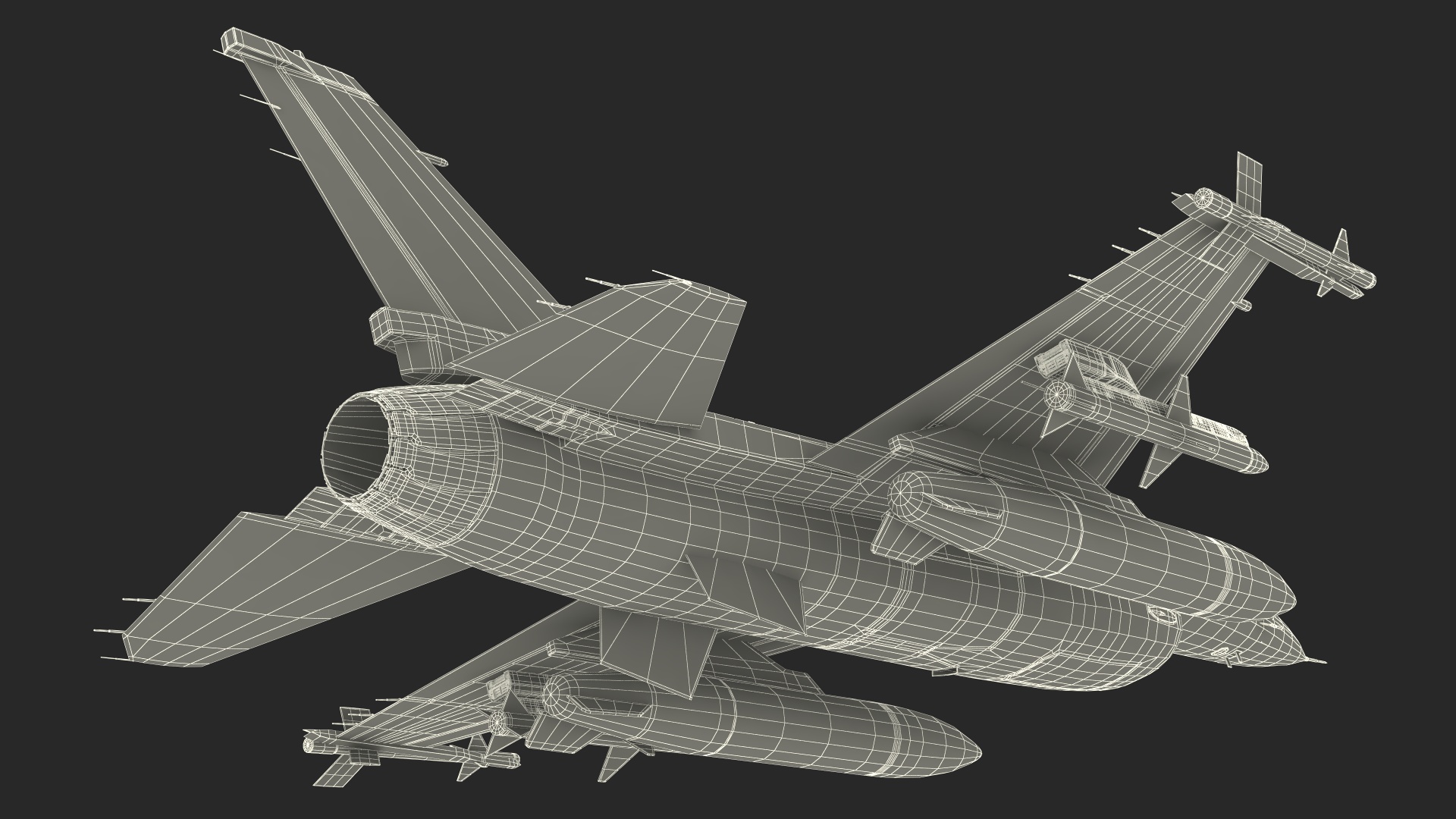 3D Fighter F-16 with Pilot and Missile Launcher LAU-129 Rigged for Cinema 4D model