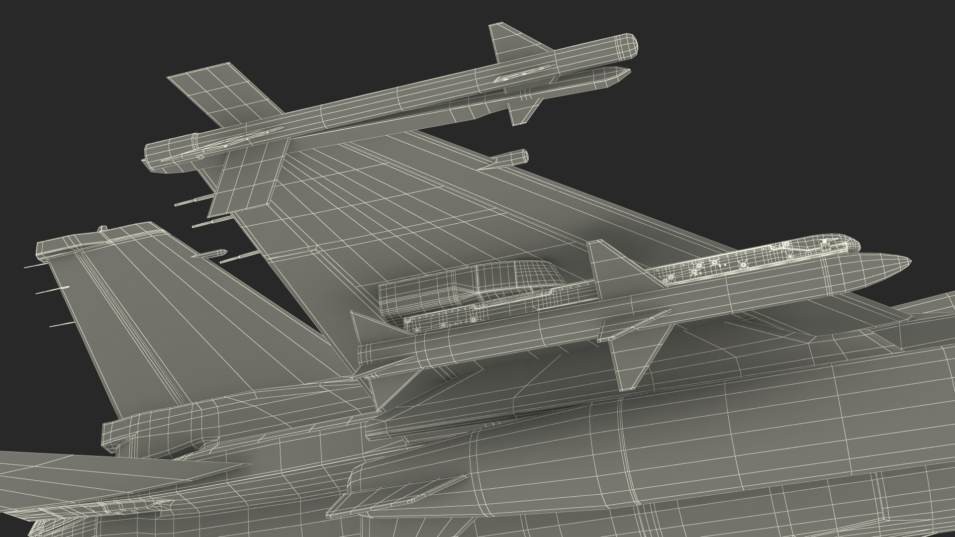 3D Fighter F-16 with Pilot and Missile Launcher LAU-129 Rigged for Cinema 4D model