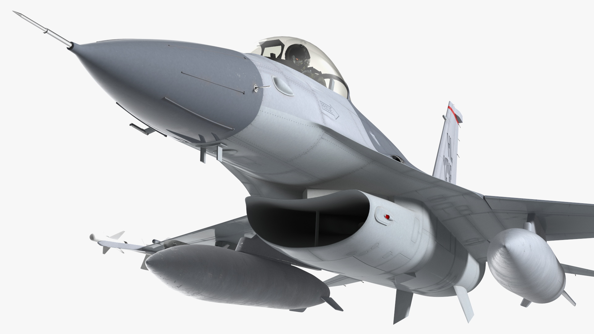 3D Fighter F-16 with Pilot and Missile Launcher LAU-129 Rigged for Cinema 4D model