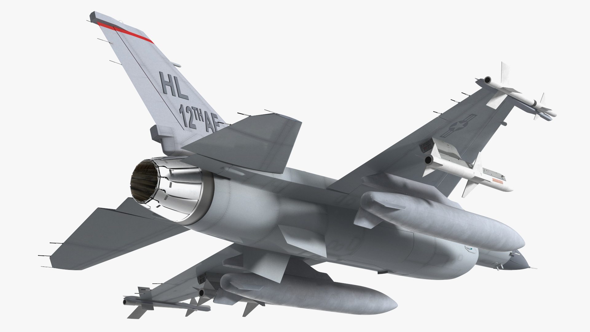 3D Fighter F-16 with Pilot and Missile Launcher LAU-129 Rigged for Cinema 4D model