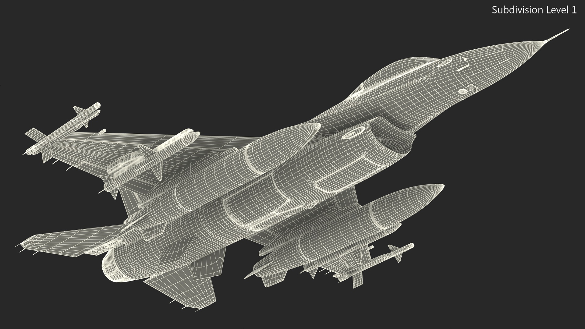 3D Fighter F-16 with Pilot and Missile Launcher LAU-129 Rigged for Cinema 4D model