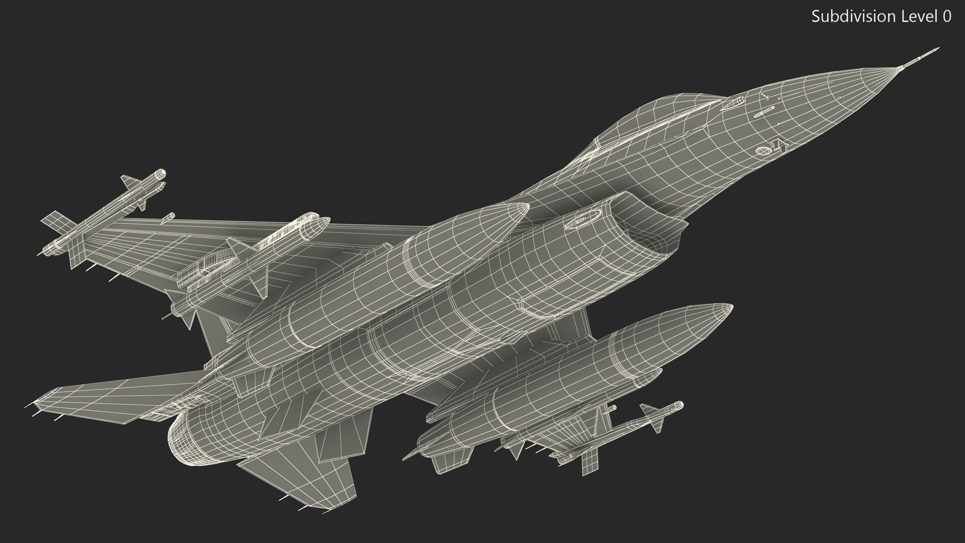 3D Fighter F-16 with Pilot and Missile Launcher LAU-129 Rigged for Cinema 4D model