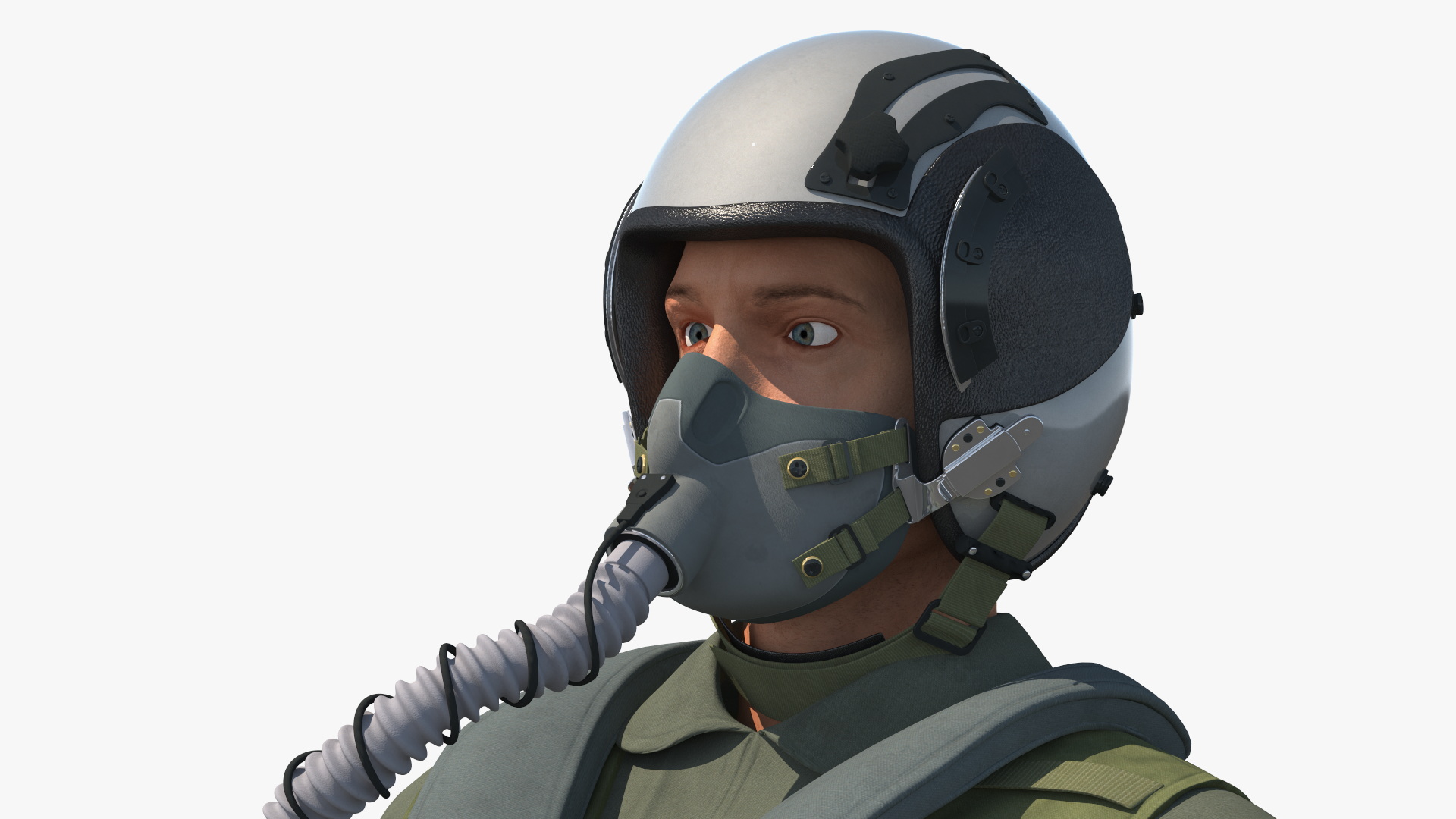 3D Fighter F-16 with Pilot and Missile Launcher LAU-129 Rigged for Cinema 4D model