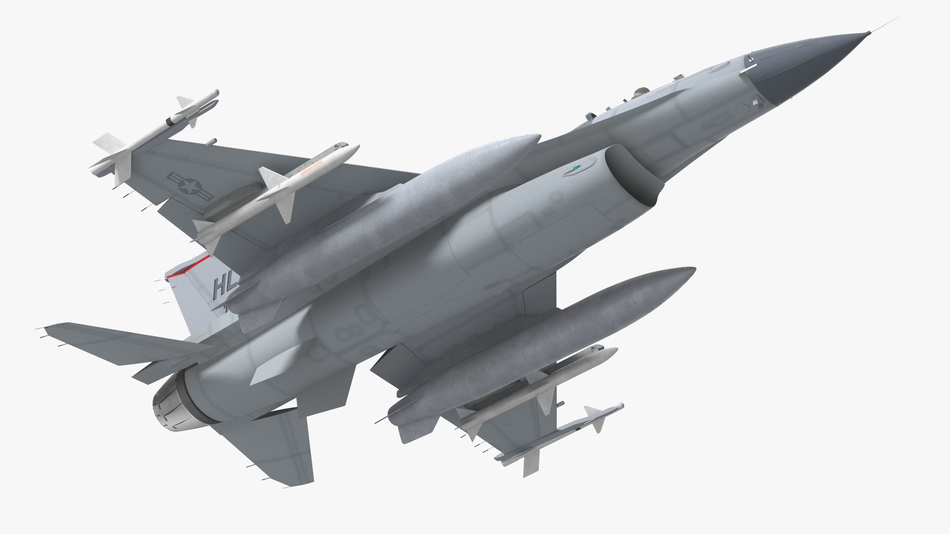 3D Fighter F-16 with Pilot and Missile Launcher LAU-129 Rigged for Cinema 4D model
