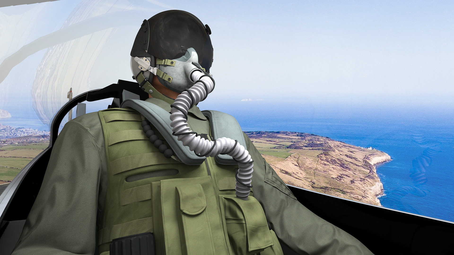 3D Fighter F-16 with Pilot and Missile Launcher LAU-129 Rigged for Cinema 4D model