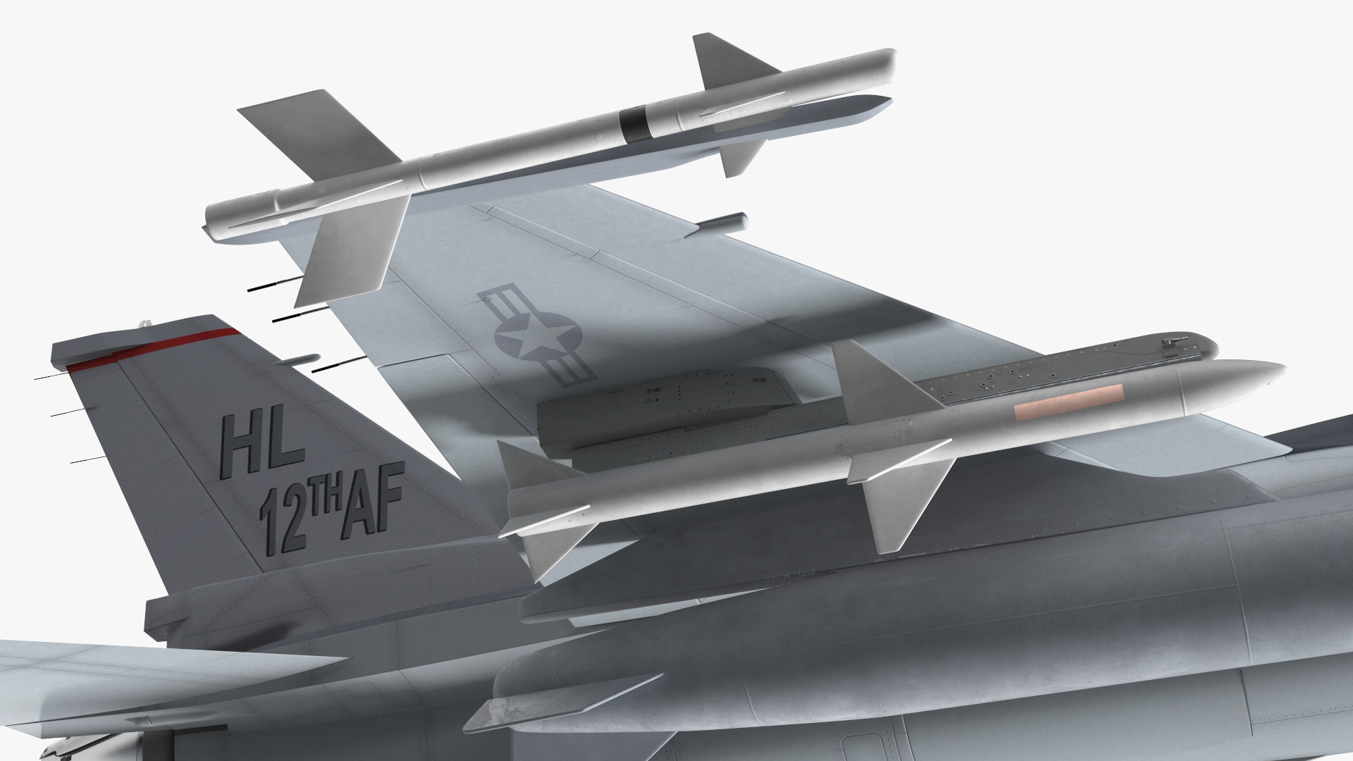 3D Fighter F-16 with Pilot and Missile Launcher LAU-129 Rigged for Cinema 4D model