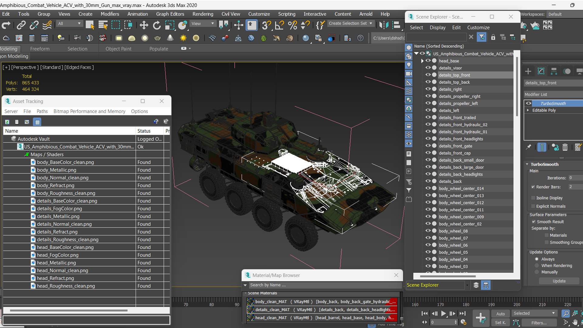 3D US Amphibious Combat Vehicle ACV with 30mm Gun