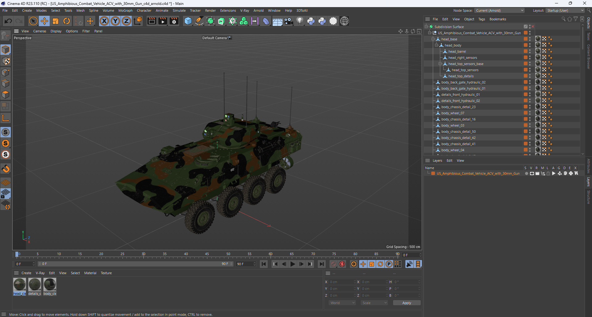 3D US Amphibious Combat Vehicle ACV with 30mm Gun