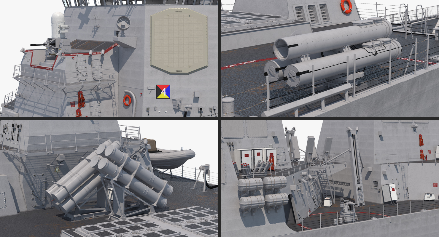 Arleigh Burke Destroyer Donald Cook DDG 75 Rigged 3D model