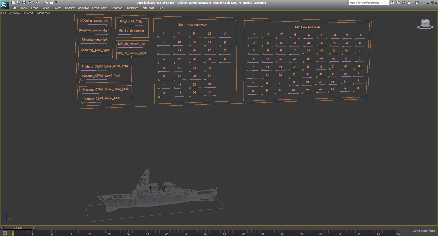 Arleigh Burke Destroyer Donald Cook DDG 75 Rigged 3D model