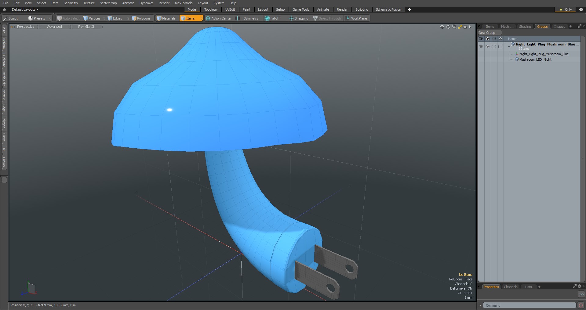 3D model Night Light Plug Mushroom Blue