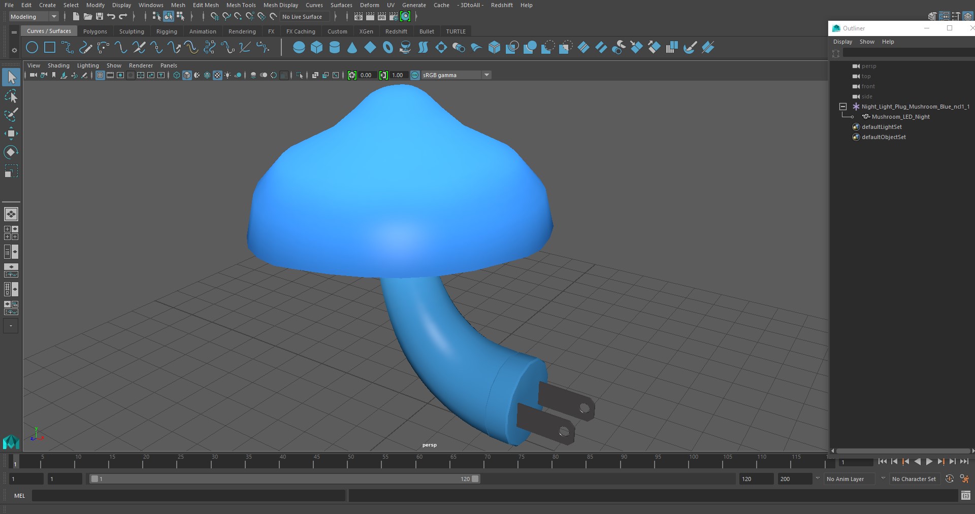 3D model Night Light Plug Mushroom Blue