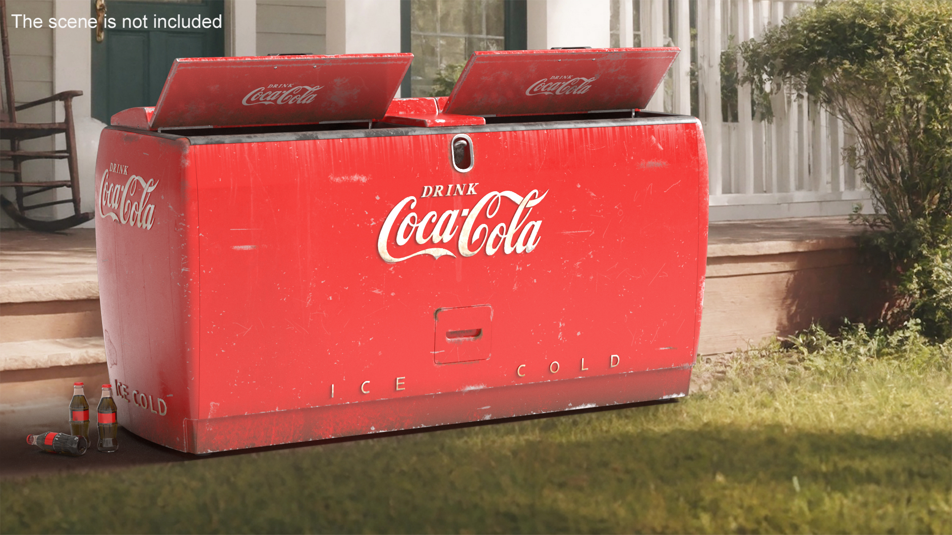 Worn Vintage Double Refrigerator with Coca Cola Inside 3D model