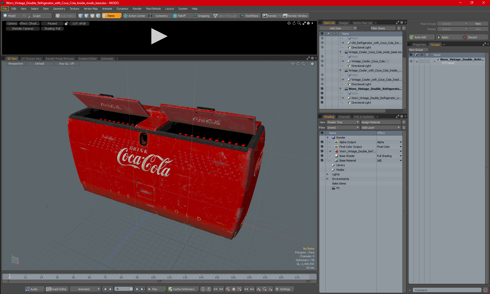 Worn Vintage Double Refrigerator with Coca Cola Inside 3D model