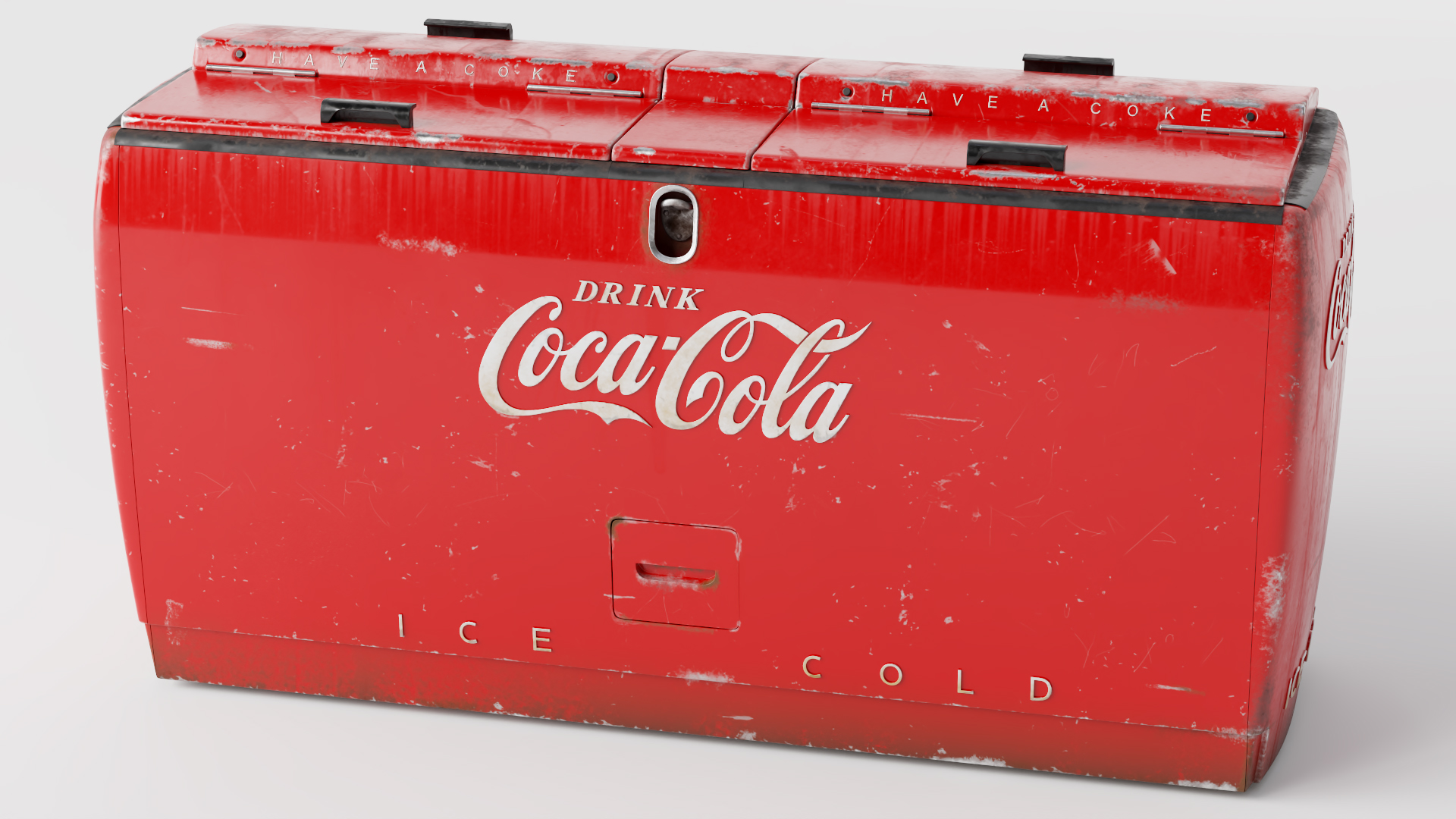 Worn Vintage Double Refrigerator with Coca Cola Inside 3D model