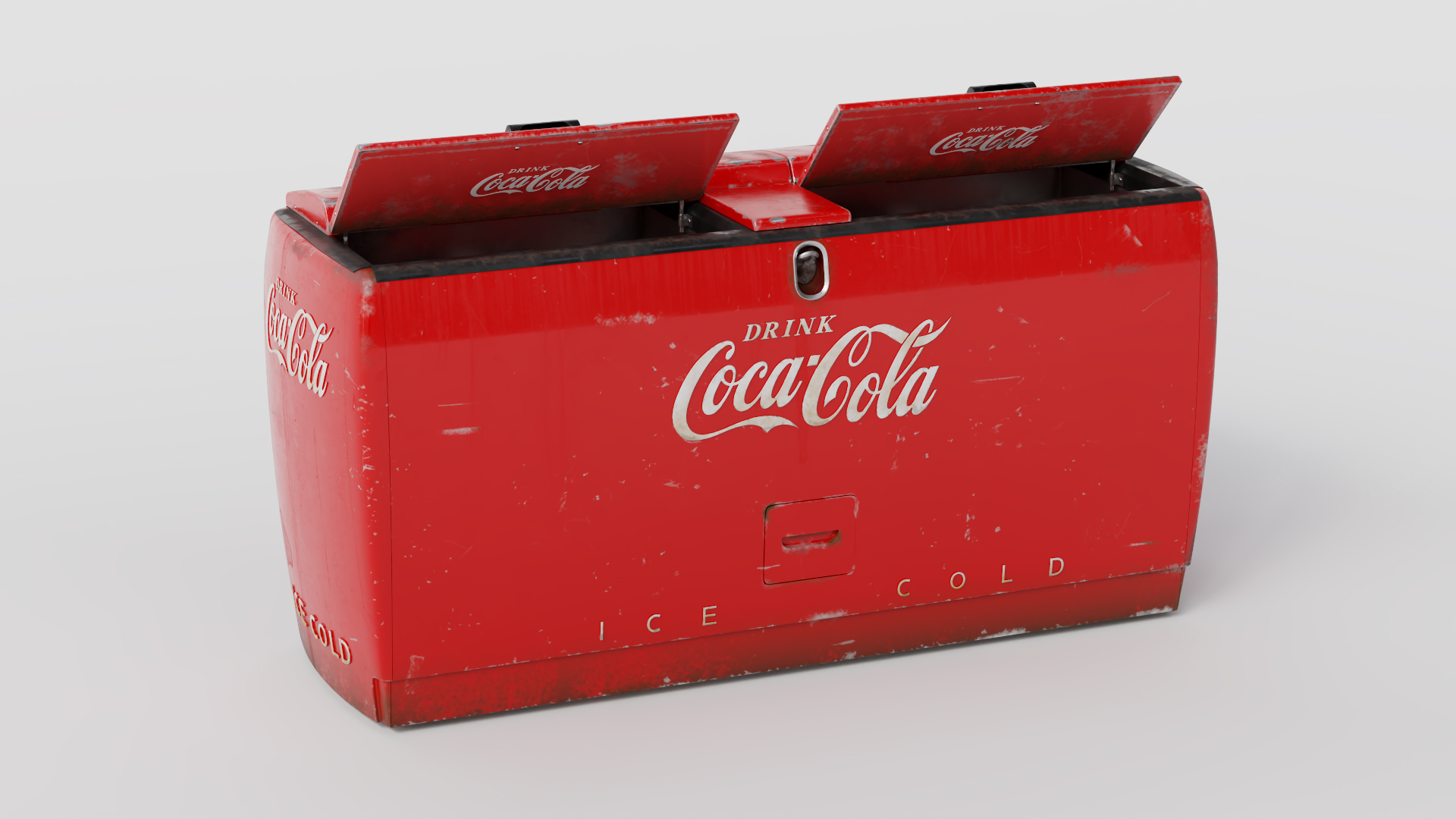 Worn Vintage Double Refrigerator with Coca Cola Inside 3D model
